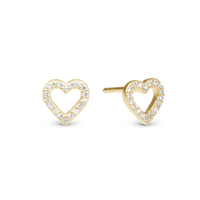 Shimmery Heart Ørestikker - Blankpoleret Forgyldt Sterling Sølv m. 36 Hvide Cubic Zirkonia