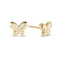 Vibrant Butterfly Ørestikker - Blankpoleret Forgyldt Sterling Sølv m. 12 Hvide Cubic Zirkonia