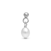Dangling Pearl Enkelt Ørestik / Single Stud - Blankpoleret Sterling Sølv m. 1 Ferskvandsperle