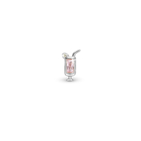 Pink Drink Enkelt Ørestik / Single Stud - Sterling Sølv m. 2 Grønne Cubic Zirkonia