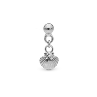 Dangling Clam shell Enkelt Ørestik / Single Stud - Blankpoleret Sterling Sølv