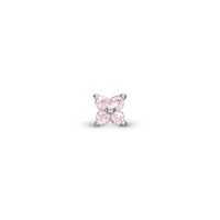 Magic pink Enkelt Ørestik / Single Stud - Sterling Sølv m. 4 Pinke Cubic Zirkonia