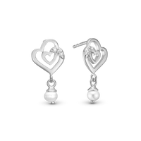 Two Hearts Ørestikker - Sterling Sølv m. 8 Hvide Ferskvandsperler