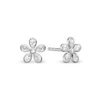 Magic white Flower Ørestikker - Sterling Sølv m. 12 Hvide Cubic Zirkonia