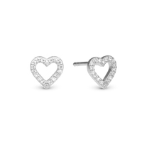 Shimmery Heart Ørestikker - Blankpoleret Sterling Sølv m. 36 Hvide Cubic Zirkonia