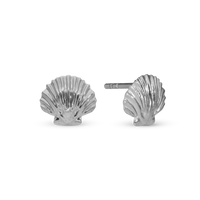 Clam Shell Ørestikker - Blankpoleret Sterling Sølv