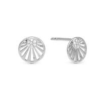 Ocean sunset Ørestikker - Blankpoleret Sterling Sølv m. 18 Hvide Cubic Zirkonia