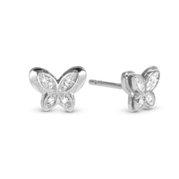 Vibrant Butterfly Ørestikker - Blankpoleret Sterling Sølv m. 12 Hvide Cubic Zirkonia