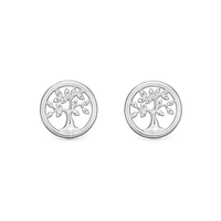 Diamond Tree of Life Ørestikker - Sterling Sølv m. 2 Diamanter