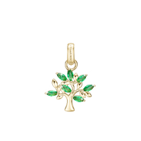 Green Family Tree Vedhæng - Forgyldt Sterling Sølv m. 7 Grønne Cubic Zirkonia