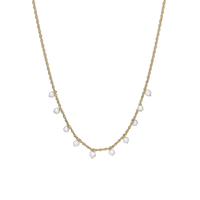 Dangling Pearls Halskæde - Forgyldt Sterling Sølv m. 10 Hvide Ferskvandsperler