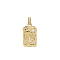 Antique square Large Vedhæng - Blankpoleret Forgyldt Sterling Sølv m. 3 Hvide Cubic Zirkonia