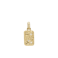 Antique square Vedhæng - Blankpoleret Forgyldt Sterling Sølv m. 3 Hvide Cubic Zirkonia