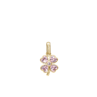 Pink Heart Clover Vedhæng - Blankpoleret Forgyldt Sterling Sølv m. 5 Pinke Cubic Zirkonia