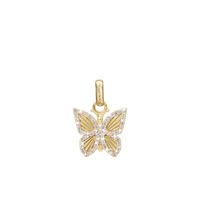 Pretty Butterfly Vedhæng - Blankpoleret Forgyldt Sterling Sølv m. 32 Pinke Cubic Zirkonia