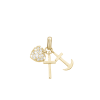 Faith Hope and Love Vedhæng - Blankpoleret Forgyldt Sterling Sølv m. 32 Hvide Cubic Zirkonia