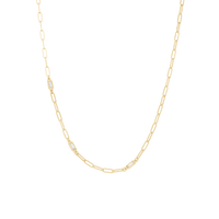 Shiny Links Halskæde - Blankpoleret Forgyldt Sterling Sølv m. 3 Hvide Cubic Zirkonia