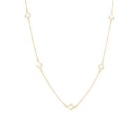 Glowing Clover Halskæde - Blankpoleret Forgyldt Sterling Sølv m. 3 Hvide Cubic Zirkonia