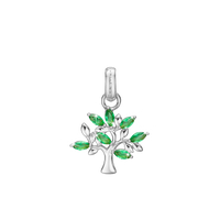 Green Family Tree Vedhæng - Sterling Sølv m. 7 Grønne Cubic Zirkonia