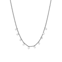 Dangling Pearls Halskæde - Sterling Sølv m. 10 Hvide Ferskvandsperler
