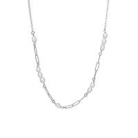 Links and Pearls Halskæde - Sterling Sølv m. 10 Hvide Ferskvandsperler