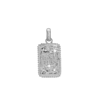 Antique square Large Vedhæng - Blankpoleret Sterling Sølv m. 3 Hvide Cubic Zirkonia