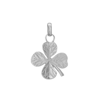Big Four Leaf Clover Vedhæng - Børstet Sterling Sølv