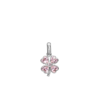 Pink Heart Clover Vedhæng - Blankpoleret Sterling Sølv m. 5 Pinke Cubic Zirkonia