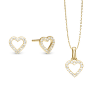 Shimmery Heart Smykkesæt - Forgyldt Sterling Sølv m. Cubic Zirkonia