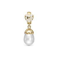 Pearl Love Charm 6 mm til Classic Læderarmbånd - Guld 14 karat m. 10 Topas