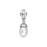 Pearl Love Charm 6 mm til Classic Læderarmbånd - Hvidguld 14 karat m. 10 Topas