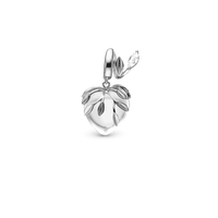 White Nature Charm 6 mm til Classic Læderarmbånd - Hvidguld 14 karat m. 2 Månesten