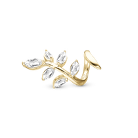 Leaf Twist Charm 6 mm til Classic Læderarmbånd - Guld 14 karat m. 6 Hvide Topas