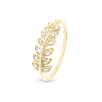 Forest Leaves Ring - Blankpoleret Forgyldt Sterling Sølv m. 15 Hvide Cubic Zirkonia