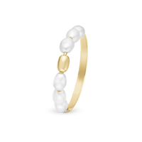 Magical Pearls Ring - Forgyldt Sterling Sølv m. 6 Hvide Ferskvandsperler