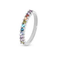 Rainbow Ring - Blankpoleret Sterling Sølv m. 11 Multi color Cubic Zirkonia