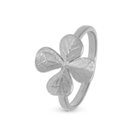 Four Leaf Clover Ring - Blankpoleret/Mat Sterling Sølv