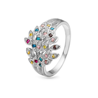 Peacock Ring - Blankpoleret Sterling Sølv m. 22 Multi color Cubic Zirkonia