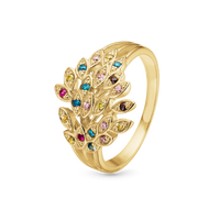 Peacock Ring - Blankpoleret Forgyldt Sterling Sølv m. 22 Multi color Cubic Zirkonia