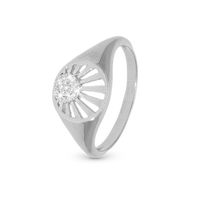 Ocean sunset Ring - Blankpoleret Sterling Sølv m. 19 Hvide Cubic Zirkonia