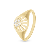 Ocean sunset Ring - Blankpoleret Forgyldt Sterling Sølv m. 19 Hvide Cubic Zirkonia