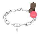 Link armbånd og charm med perle i sterling sølv