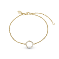 Sparkly Circle Armbånd - Blankpoleret Forgyldt Sterling Sølv m. 20 Hvide Cubic Zirkonia