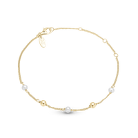 Fresh Water Pearl Armbånd - Blankpoleret Forgyldt Sterling Sølv m. 3 Hvide Ferskvandsperler