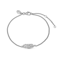 Feather Armbånd - Blankpoleret Sterling Sølv m. 6 Hvide Topas