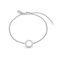 Sparkly Circle Armbånd - Blankpoleret Sterling Sølv m. 20 Hvide Cubic Zirkonia