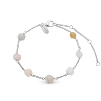 Morganite Armbånd - Blankpoleret Sterling Sølv m. 7 Multi color Morganite