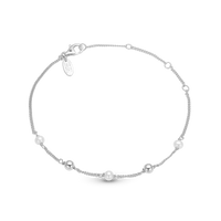 Fresh Water Pearl Armbånd - Blankpoleret Sterling Sølv m. 3 Hvide Ferskvandsperler
