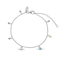 Rainbow Armbånd - Blankpoleret Sterling Sølv m. 7 Multi color Cubic Zirkonia