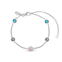 Colourful Champagne Armbånd - Blankpoleret Sterling Sølv m. 5 Multi color Cubic Zirkonia